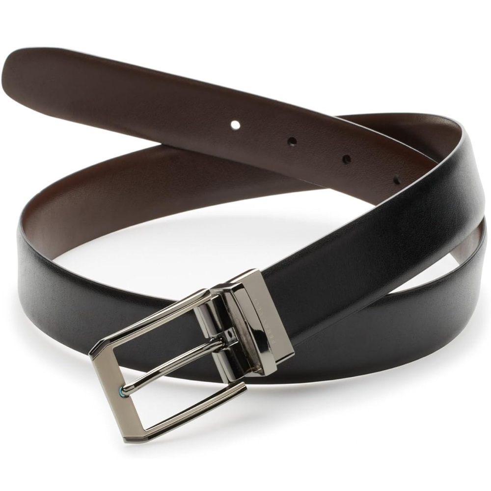 Genuine Leather Black Belt with Silver Buckle